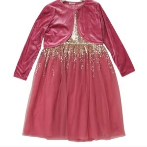 Luna Moon Girls Dripping Sequin Dress Party 6/7 S
